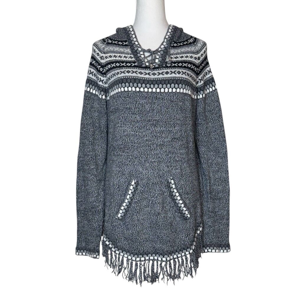 The Alpaca Connection Peruvian Wool Alpaca Hoodie Pullover Sweater XL Fringe